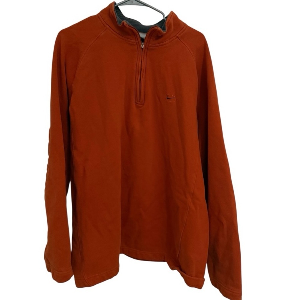 Nike Vintage Y2K Burnt Orange One Quarter Zip Pullover Sweatshirt Swoosh Mens XL